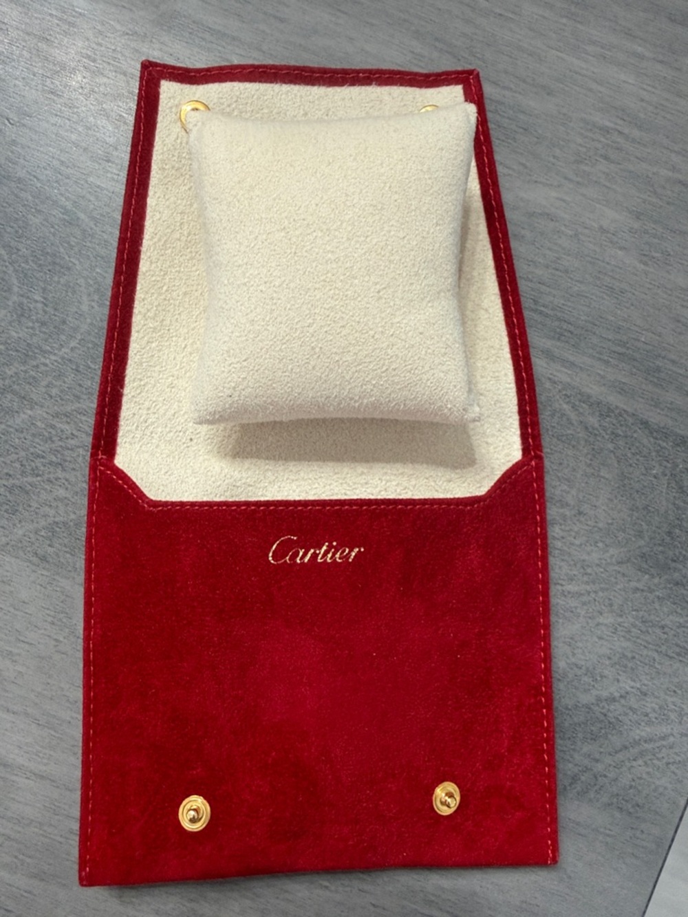 Cartier Red Suede Snap Pouch for Bracelets